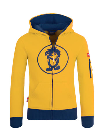 Trollkids Hoodie Pullover mit Kapuze "Sortland" in Goldgelb/Mystikblau