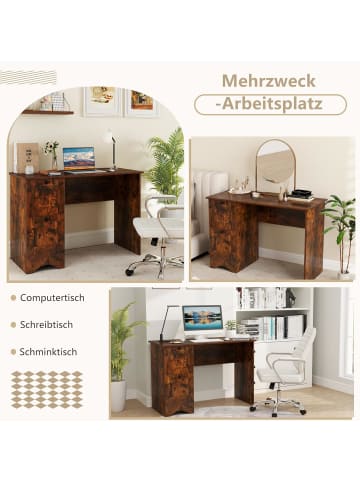 COSTWAY Schreibtisch mit 2 Schubladen in Braun