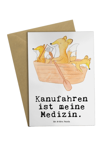 Mr. & Mrs. Panda Beileidskarte Fuchs Kanufahren mit Spruch in Weiß