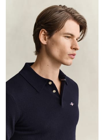 Gant Strickpoloshirt in marine - 0004