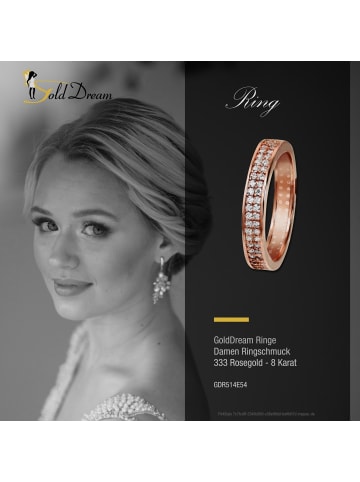 GoldDream Goldring 333 Rosegold - 8 Karat, 2-reihig Zirkonia Größe 54 (17,2)