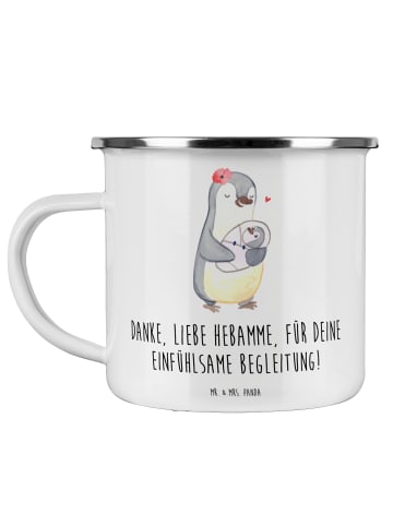 Mr. & Mrs. Panda Tasse Emaille Liebe Hebamme mit Spruch in Weiß