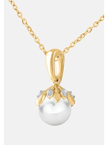 Diamant Exquis Halskette aus 375 Gelbgold mit Perle mit Diamant