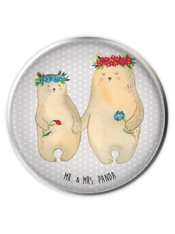 Mr. & Mrs. Panda Stöpsel Bären mit Blumenkranz ohne Spruch in Grau Pastell