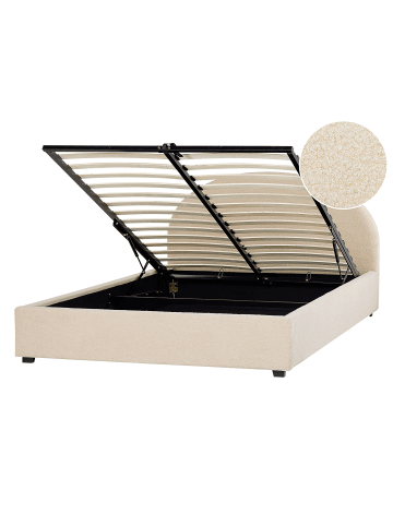 Beliani Doppelbett VAUCLUSE in Beige - (W) 154 x (H) 112 x (L) 214 cm