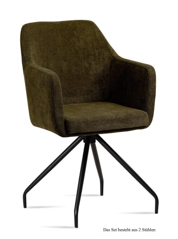 58 aufm Kessel ARMLEHNSTUHL (2er-Set) Dijana 57x87x60 Schwarz/Khaki
