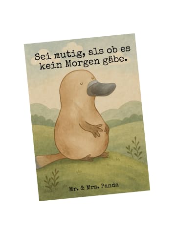 Mr. & Mrs. Panda Postkarte Schnabeltier Mut Design mit Spruch in Weiß