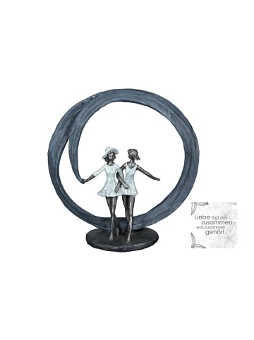 GILDE Skulptur "More Than Friends" in Grau/ Silber - H. 33 cm - B. 32 cm