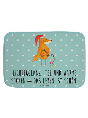 Mr. & Mrs. Panda Badteppich Fuchs Weihnachten mit Spruch in Türkis Pastell