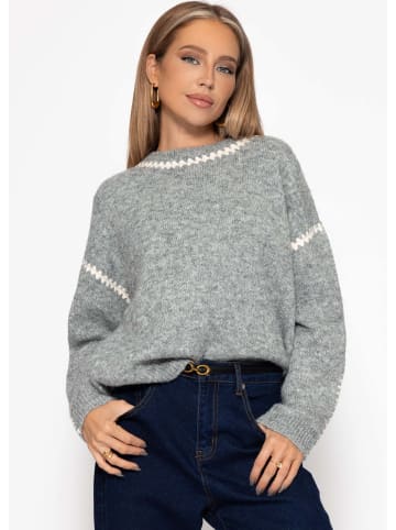 SASSYCLASSY Pullover mit Ziernähten in Grau