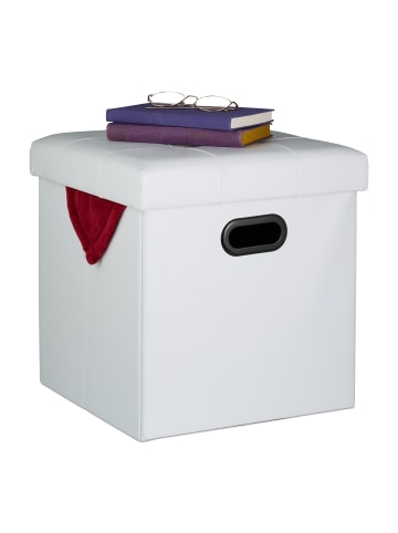 relaxdays Hocker in Weiß - (B)37 x (H)39 x (T)37 cm