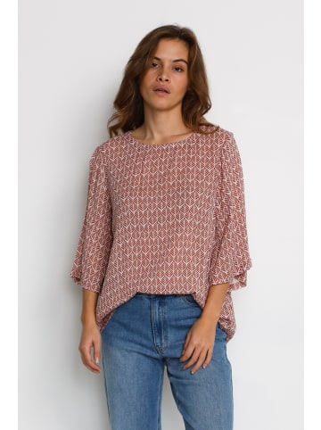 Kaffe Langarm-Bluse KAebellen Regular fit in Dusty red / chalk leaf
