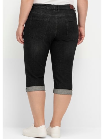 sheego 3/4-Jeans in black denim