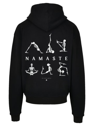 F4NT4STIC Ultra Heavy Hoodie Namaste Yoga Skelett Halloween in schwarz