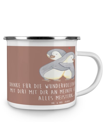Mr. & Mrs. Panda Camping Emaille Tasse 9. Hochzeitstag Keramikho... in Braun Pastell