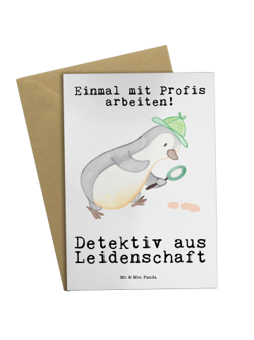 Mr. & Mrs. Panda Grußkarte Detektiv Leidenschaft mit Spruch in Weiß