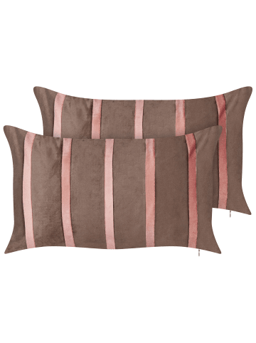 Beliani 2er-Set Dekokissen CRODYLINE in Braun/Rosa