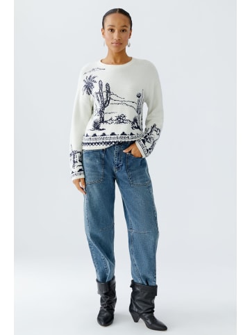 Oui Pullover in white blue