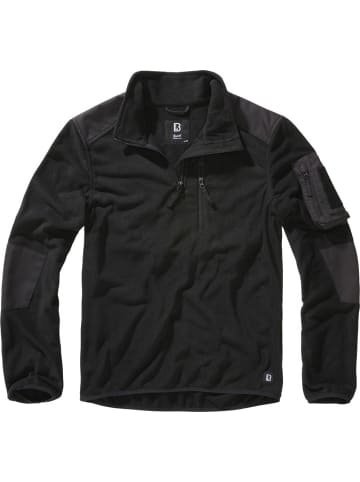 Brandit Fleecejacke/Fleecepullover "Fleece Troyer Ripstop" in Schwarz