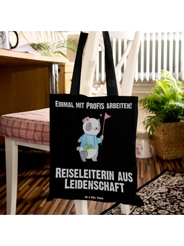 Mr. & Mrs. Panda Tragetasche Reiseleiterin Leidenschaft mit Spruch in Schwarz