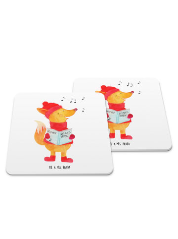 Mr. & Mrs. Panda Untersetzer für Gläser Fuchs Sänger ohne Spruch in Weiß
