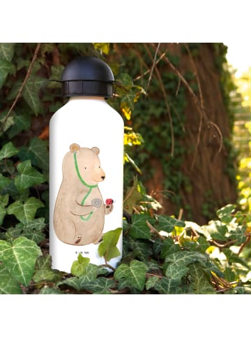 Mr. & Mrs. Panda Aluminium Trinkflasche Bär Arzt ohne Spruch in Weiß