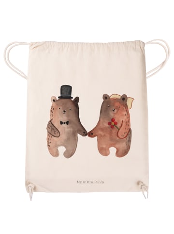 Mr. & Mrs. Panda Jutebeutel Bär Heirat ohne Spruch in Creme
