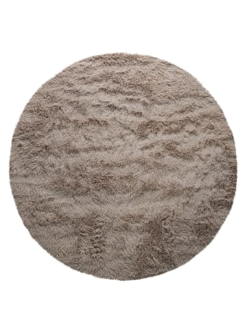 KADIMA DESIGN Hochflor Teppich Shaggy waschbar Unifarben Schlafzimmer in Taupe