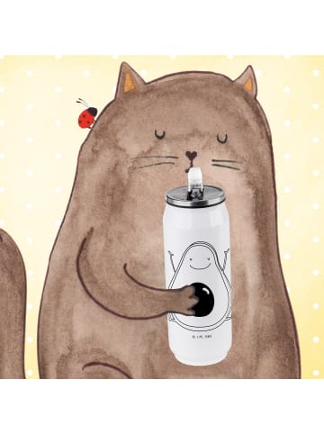 Mr. & Mrs. Panda Thermosbecher Avocado Glücklich ohne Spruch in Weiß