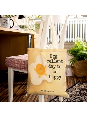 Mr. & Mrs. Panda Shopper-Tasche Spiegelei Ei Design mit Spruch in Weiß