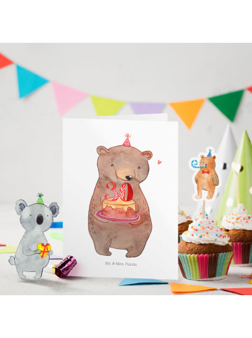 Mr. & Mrs. Panda Klappkarte Bär Torte 30. Geburtstag ohne Spruch in Weiß