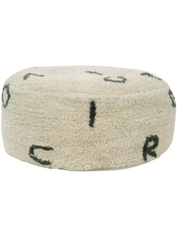 Happy Decor Kids Puff "Alphabet" in Beige/Schwarz - 50x50x20 cm