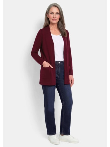 GOLDNER Kurzgröße: Elegante Strickjacke mit Kaschmir in bordeaux