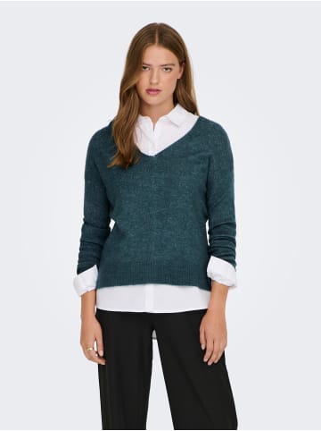 JACQUELINE de YONG Fein Strickpullover Pullover V-Neck JDYELANORA Longsleeve Sweater in Grün-2