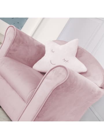 roba Lil Sofa' Kindersessel mit Armlehnen, Samtstoff Rosa
