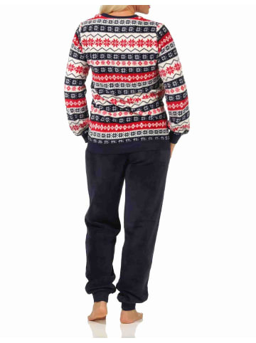 NORMANN Schlafanzug Pyjama langarm Norwegerlook Coralfleece - 58384 in rot