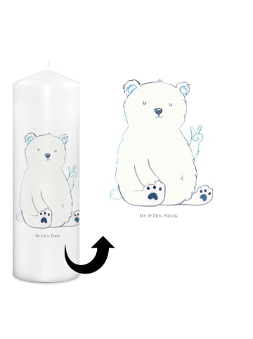 Mr. & Mrs. Panda Weihnachtskerze Eisbär Faul ohne Spruch in Weiß