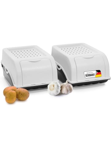 Novaliv Kartoffel Aufbewahrungsbox | 2x klein 3,5L | Weiss | Zwiebelbox | Gemü in Weiß