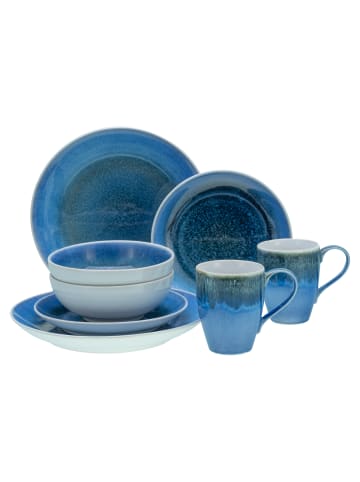 CreaTable CreaTable,  Serie Caldera Blau, Geschirrset, Kombiservice 8 teilig in Blau