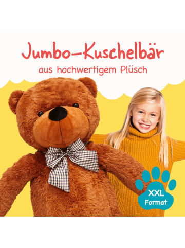 Lumaland Lumaland Riesen XXL-Teddybär mit Knopfaugen und Schleife - 120 cm - Braun