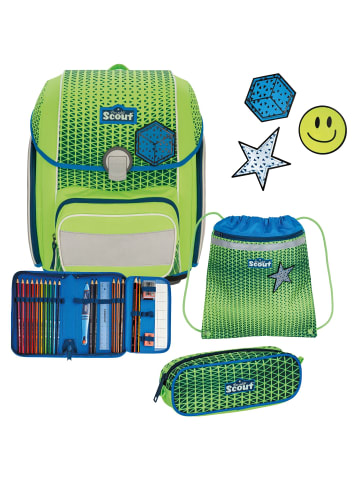 Scout Genius Neon Safety DIN Schulranzen-Set 4-teilig in green gecko