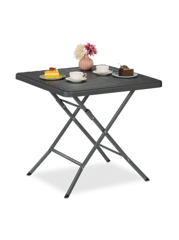 relaxdays Gartentisch "Holzoptik" in Grau - (B)78 x (H)74 x (T)78 cm