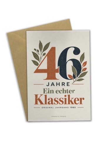 Geburtstagskarte 46. Geburtstag Zahl zeitlos De... in Weiß