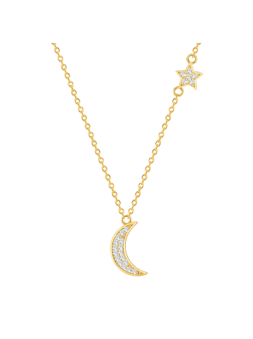 Rafaela Donata Halskette Mond, Stern Sterling Silber Zirkonia in gelbgold