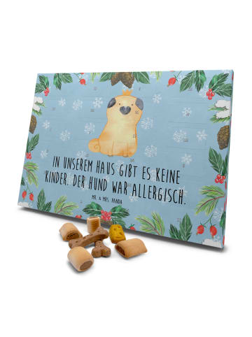 Mr. & Mrs. Panda Hund Adventskalender Mops Krone mit Spruch in Eisblau