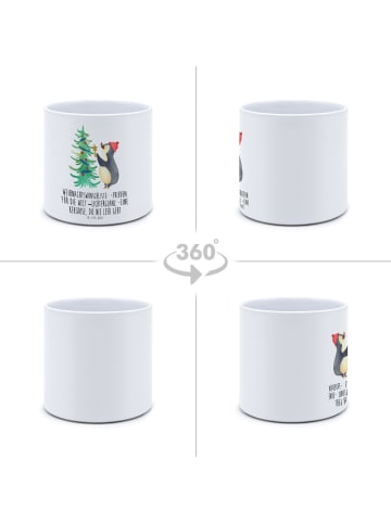 Mr. & Mrs. Panda XL Blumentopf Pinguin Weihnachtsbaum mit Spruch in Weiß