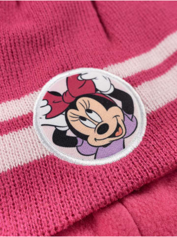 MINNIE MOUSE Disney Minnie Mouse Strickmütze Wintermütze mit Bommel Mütze in pink