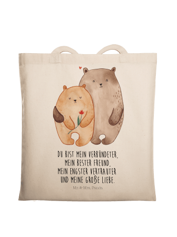 Mr. & Mrs. Panda Tragetasche Bären Liebe mit Spruch in Creme