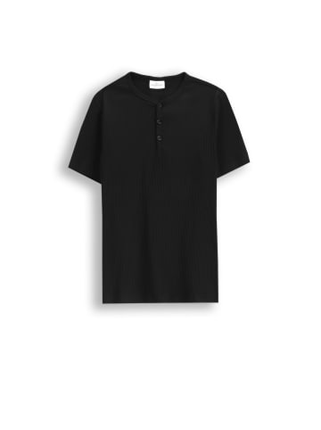 Coccodrillo Geripptes T-Shirt mit kurzen Ärmeln in schwarz