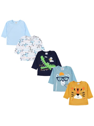 TupTam Baby Jungen Langarmshirt 5er Set in blau/gelb